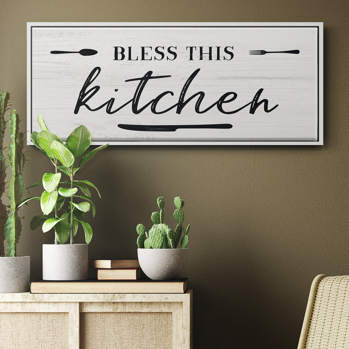Bless this Kitchen - Floater Framed Canvas Print