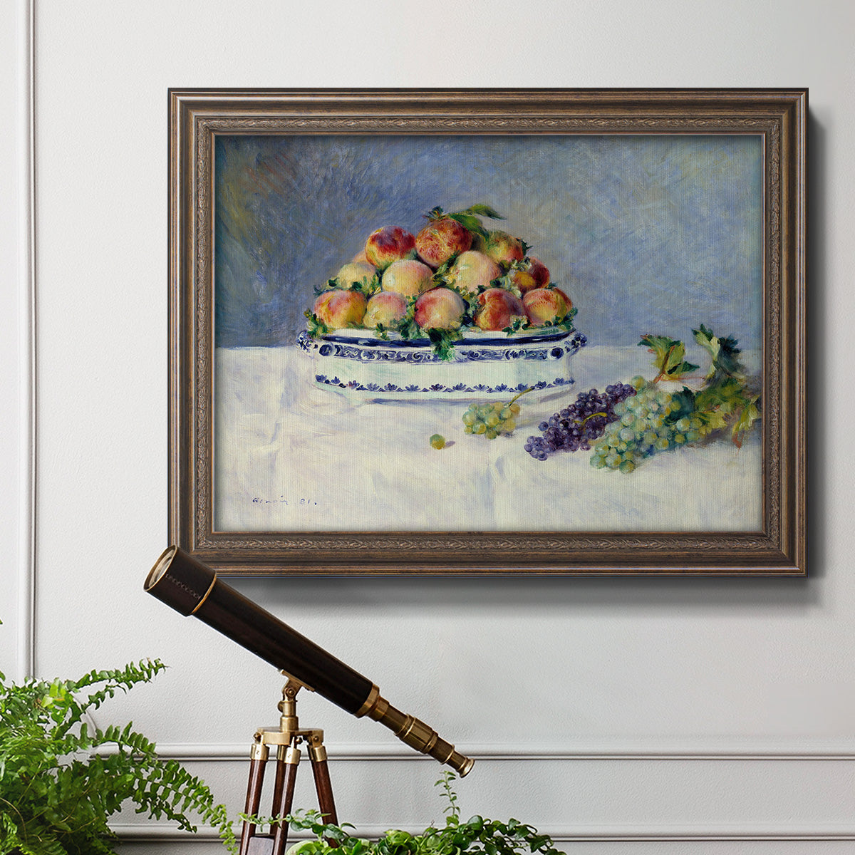 Still Life with Peaches and Grapes Premium Framed Canvas- Ready to Hang