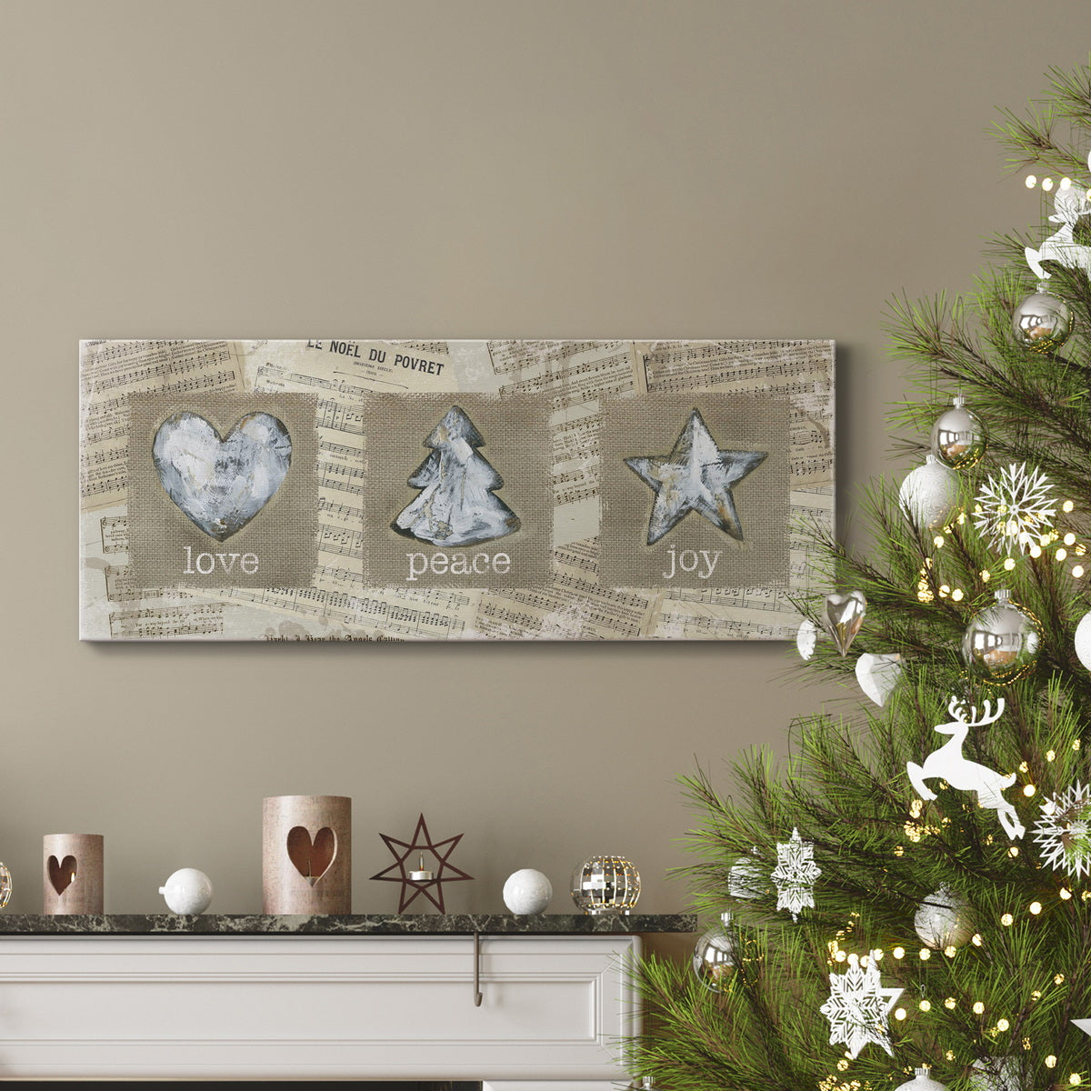 Burlap Music Ornaments Premium Gallery Wrapped Canvas - Ready to Hang