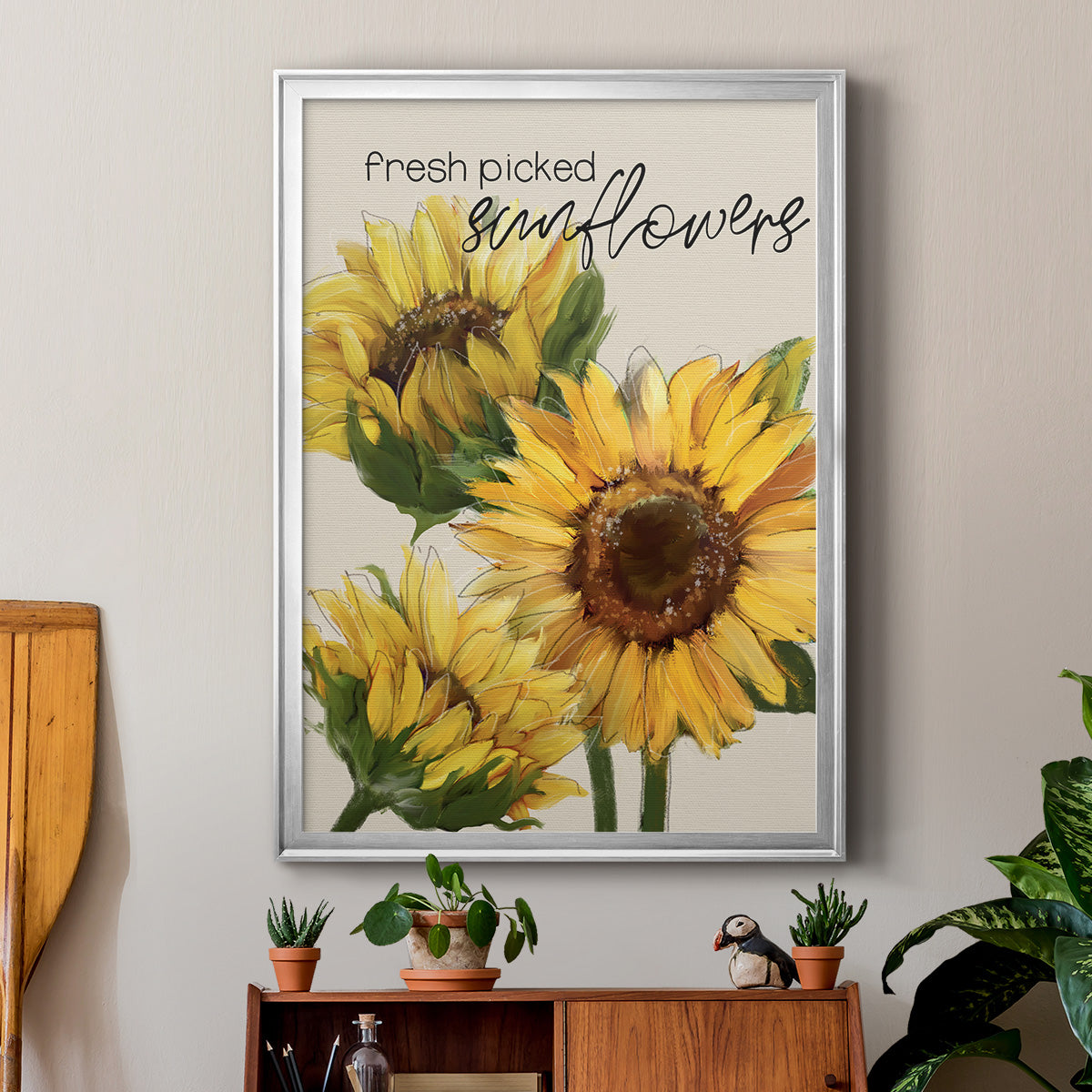 Fresh Picked Sunflowers - Modern Framed Canvas Print