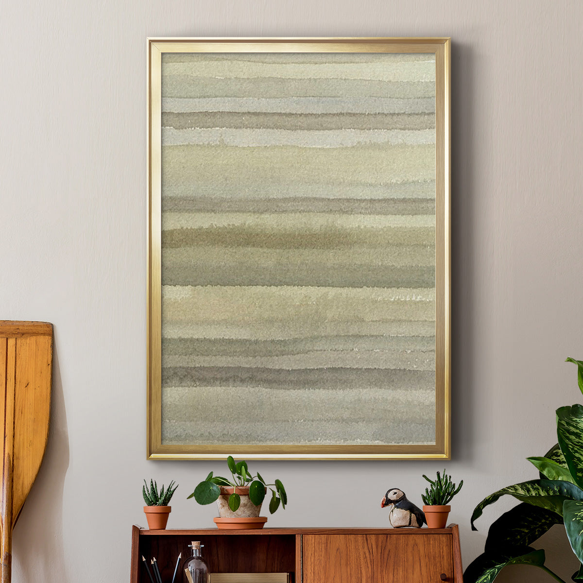 Lines in Neutral I - Modern Framed Canvas Print