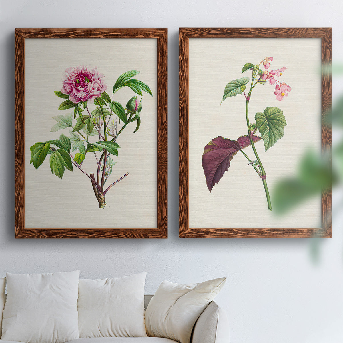 Pretty Pink Botanicals V - Premium Framed Canvas 2 Piece Set - Ready to Hang