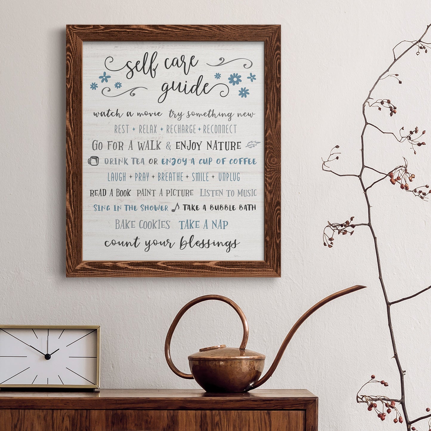 Guide to Self Care - Premium Canvas Framed in Barnwood - Ready to Hang