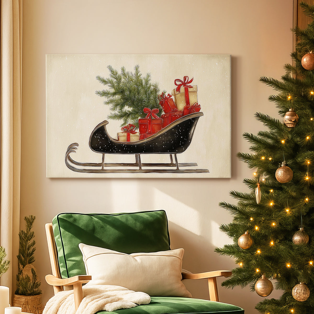 Eve of Golden Sleigh - Canvas Art Print