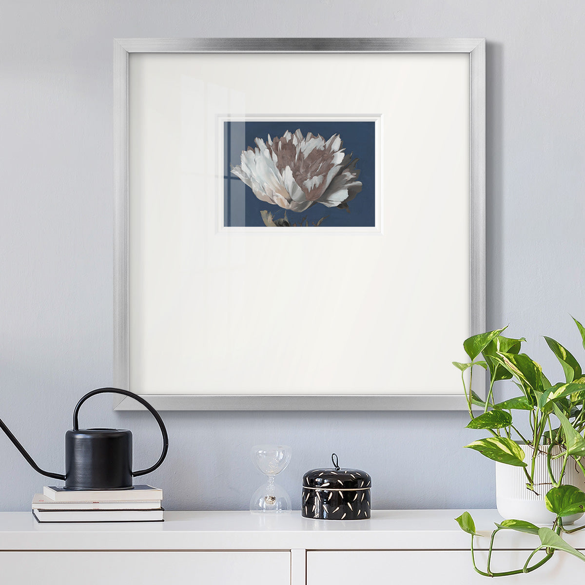 White Peony Premium Framed Print Double Matboard