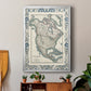 Bordered Map of North America - Modern Framed Canvas Print