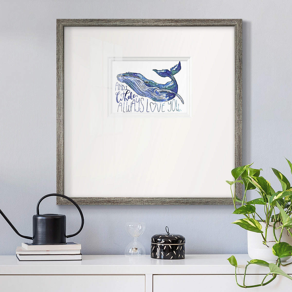 Whale Love I Premium Framed Print Double Matboard