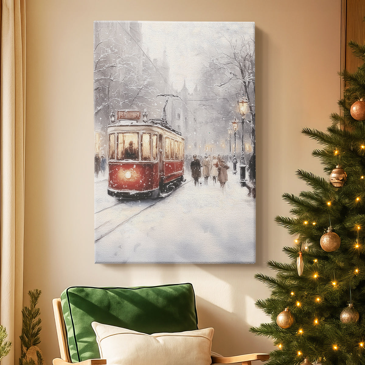 Snowwhite Lantern at Twilight - Canvas Art Print