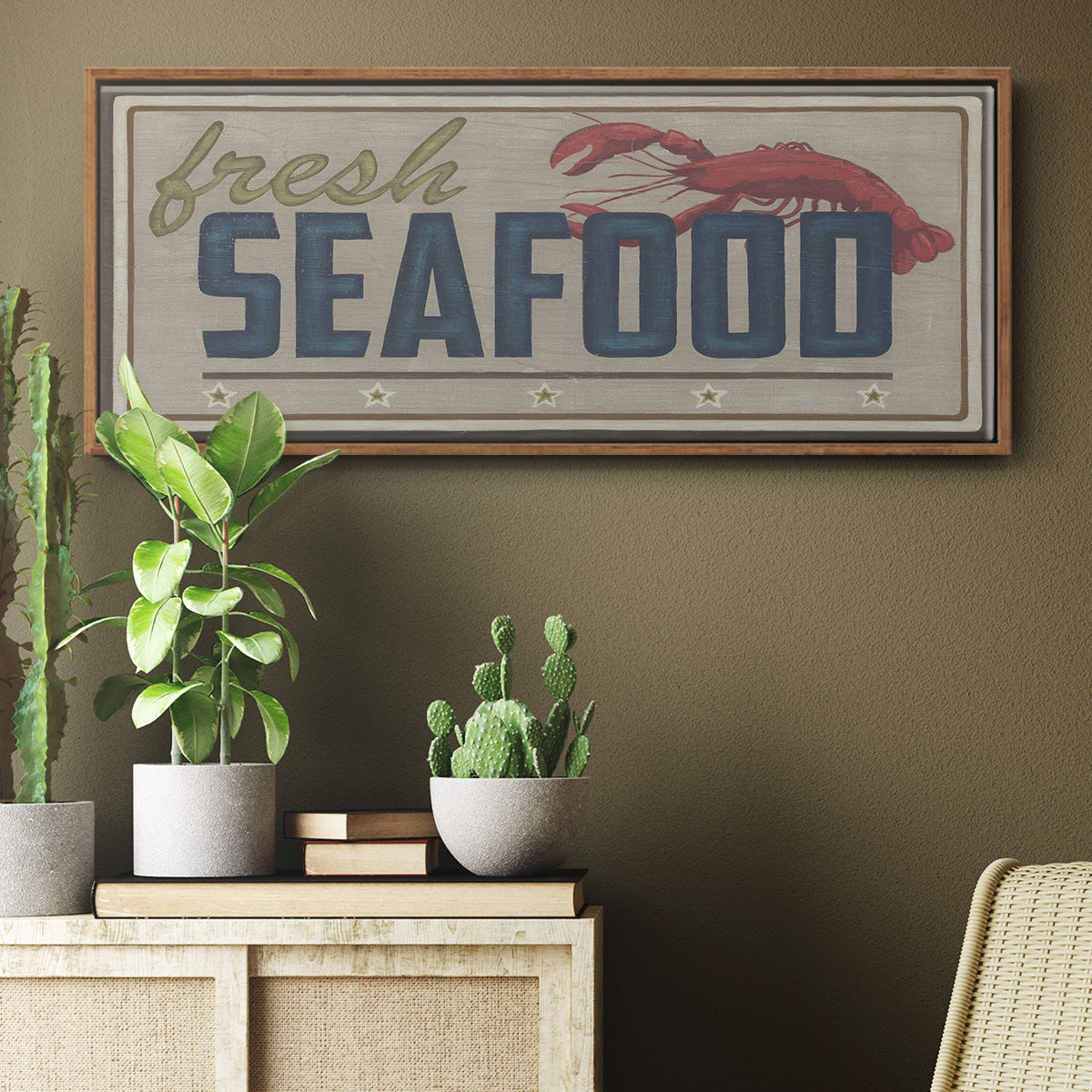 Shoreline Signs I - Floater Framed Canvas Print