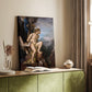Canvas art print of a mythological composition with a figure and natural elements styled in a home decor setting.