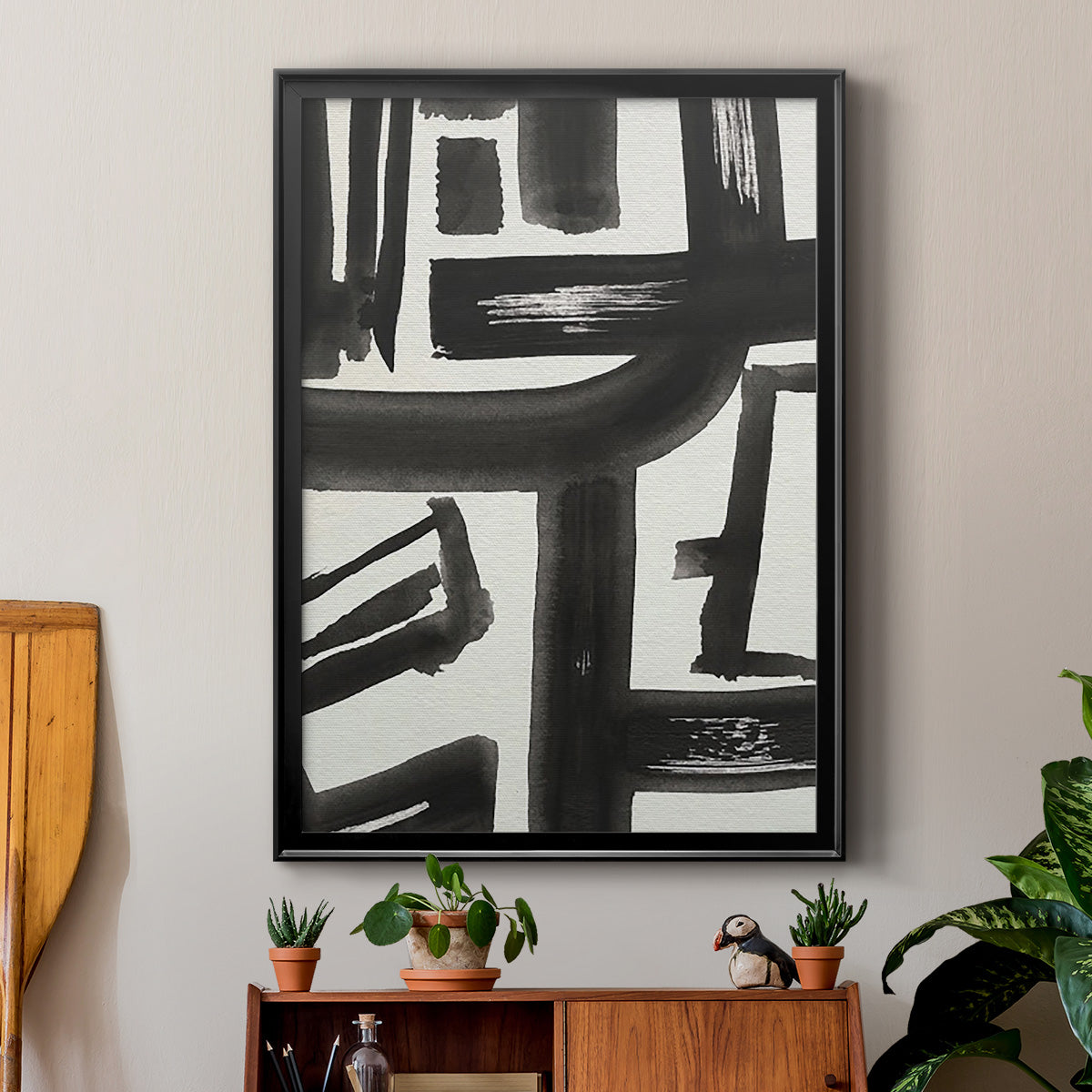 Inkwell Intersect II - Modern Framed Canvas Print