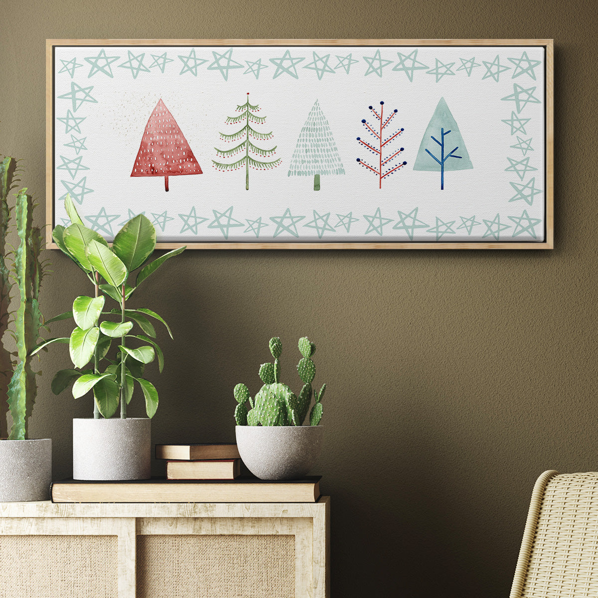 Christmas Tree Whimsy Collection C - Floater Framed Canvas Print
