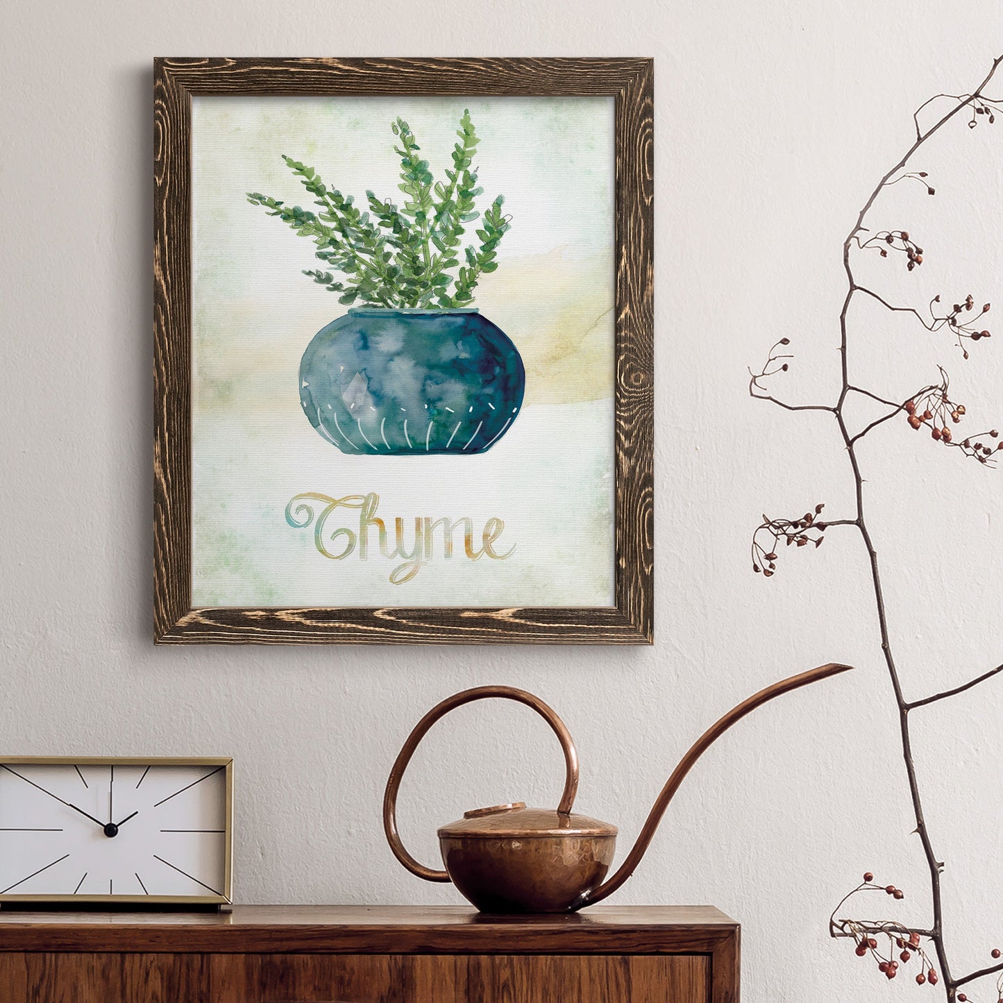 Potted Thyme - Premium Canvas Framed in Barnwood - Ready to Hang