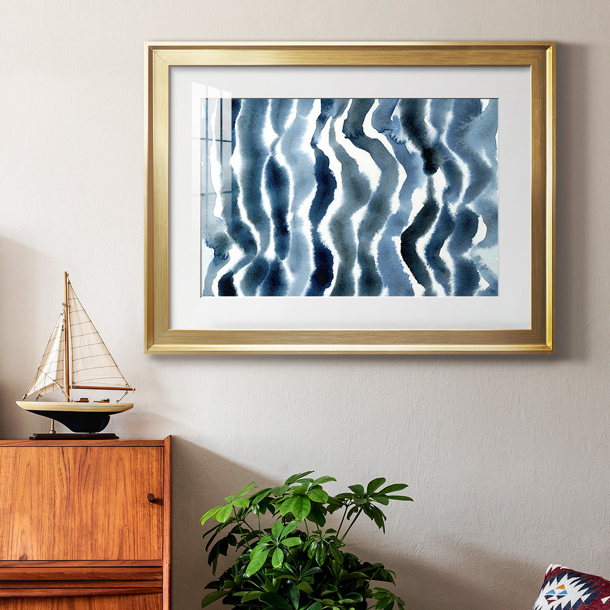 True Blue Wave II - Modern Framed Art Print