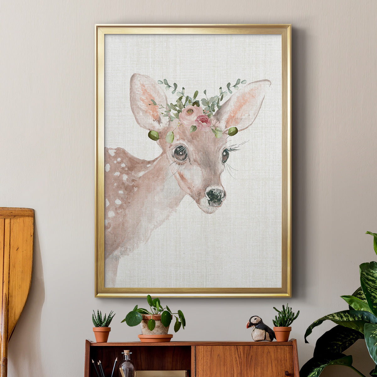 Dressy Fawn - Modern Framed Canvas Print