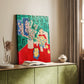 Canvas art print of a floral composition with bright tones and simple forms styled in a home decor setting.