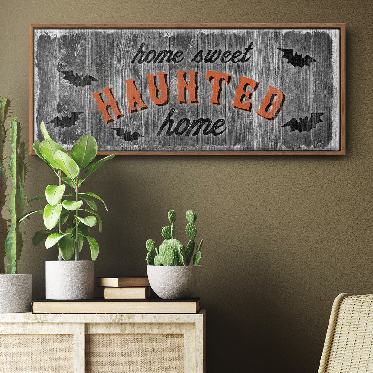 Home Sweet Haunted - Floater Framed Canvas Print