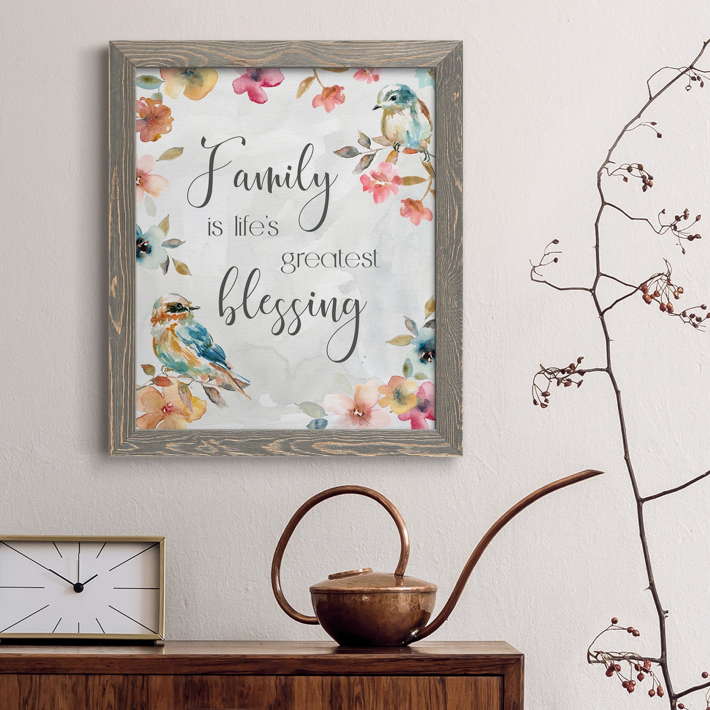 Spring Bird Blessing - Barnwood Framed Canvas Print