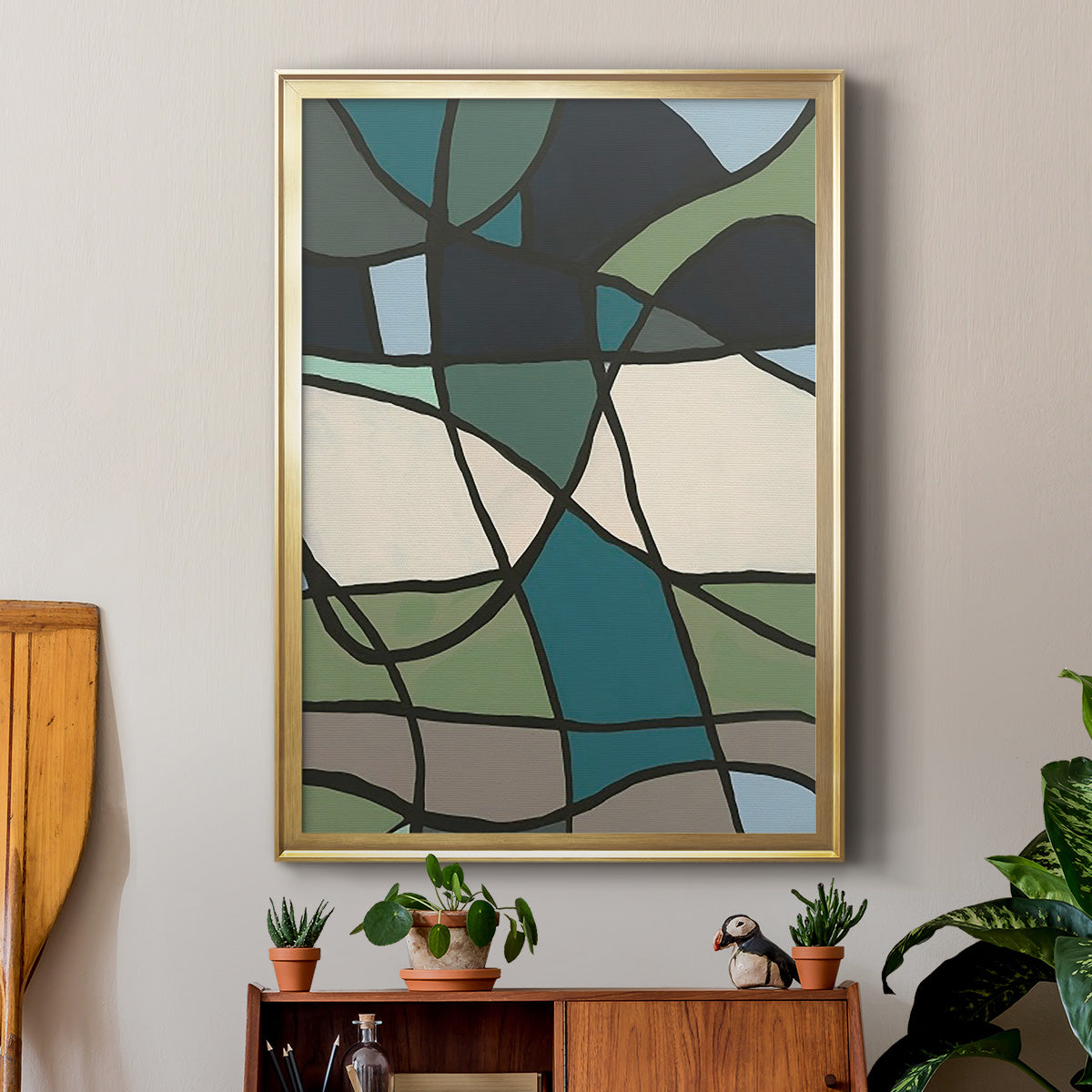 Multicolor Stained Glass I - Modern Framed Canvas Print