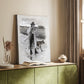 Canvas art print of a theatrical composition with bold gesture and character detail styled in a home decor setting.