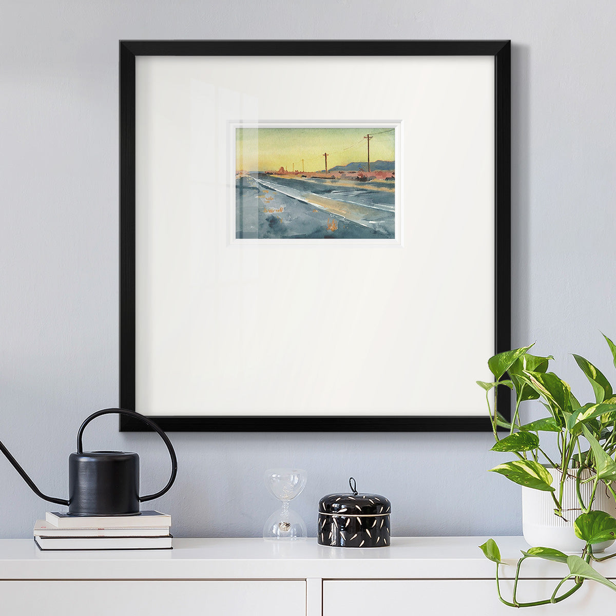 Deserted Highway I Premium Framed Print Double Matboard