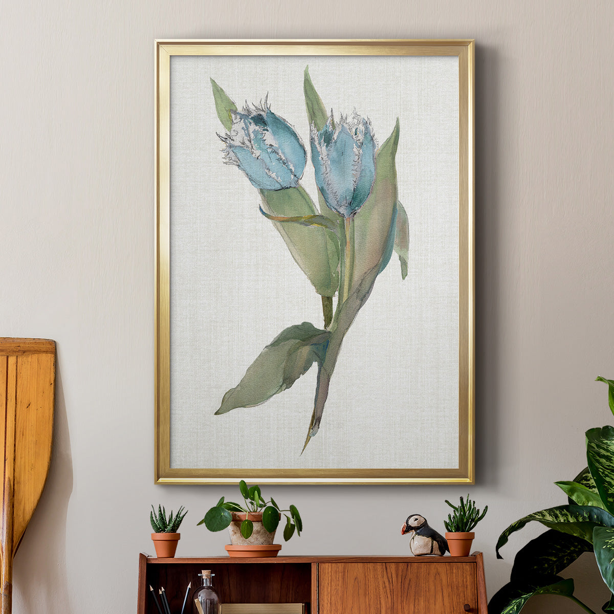 Blue Tulip Picks II - Modern Framed Canvas Print