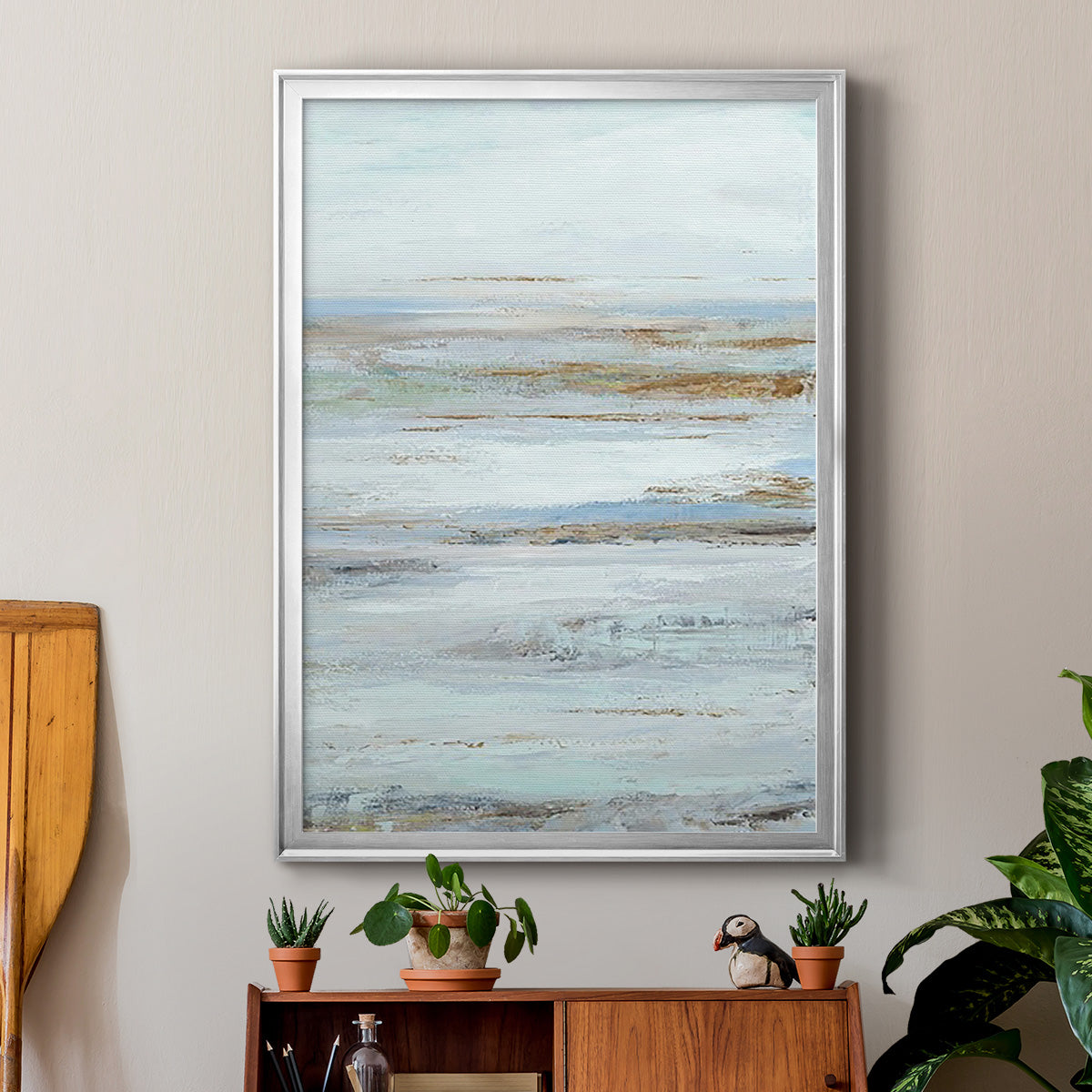 Muted Misty Marsh II - Modern Framed Canvas Print