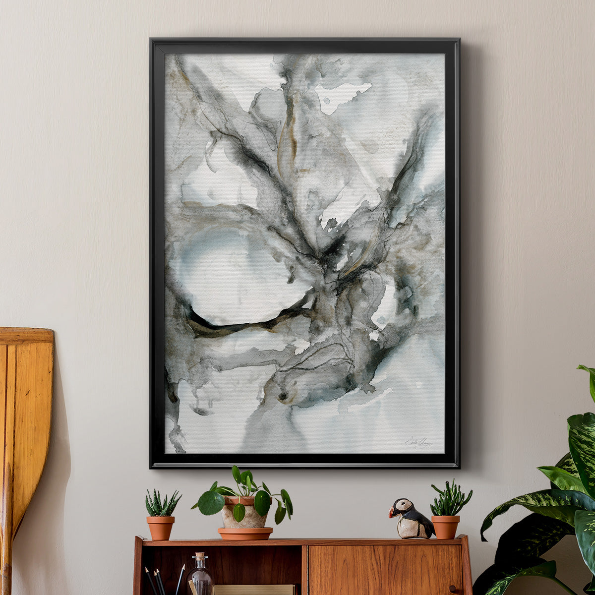 Marble Harmony - Modern Framed Canvas Print