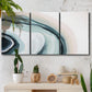 Three-panel canvas wall art featuring abstract coastal shell forms, displayed in a boho-chic entryway above a console table.