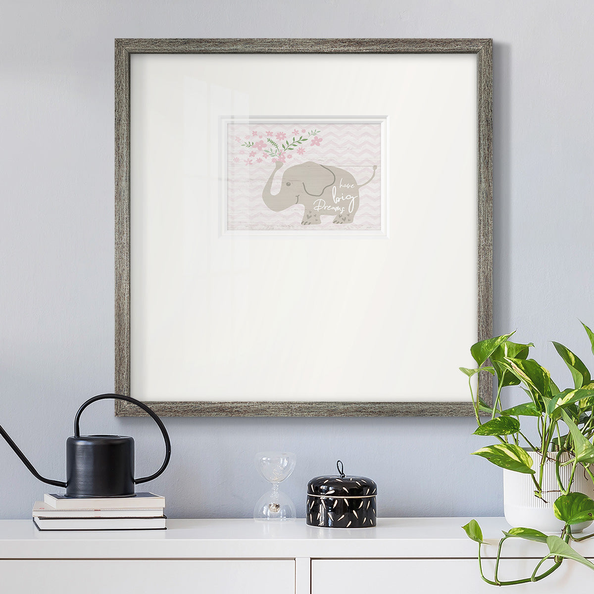 Floral Elephant - Double Matboard Framed Print