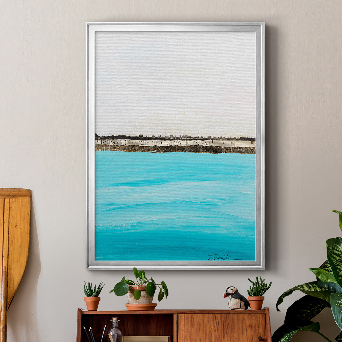 Harmony in Turquiose - Modern Framed Canvas Print