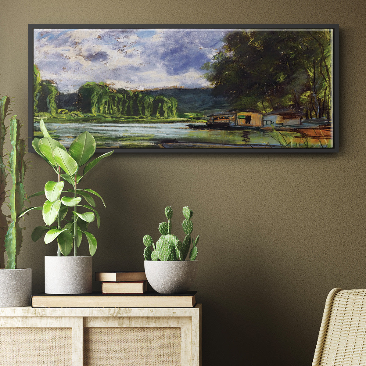 The Banks of the Seine near Jeufosse (Eure), 1880 - Floater Framed Canvas Print