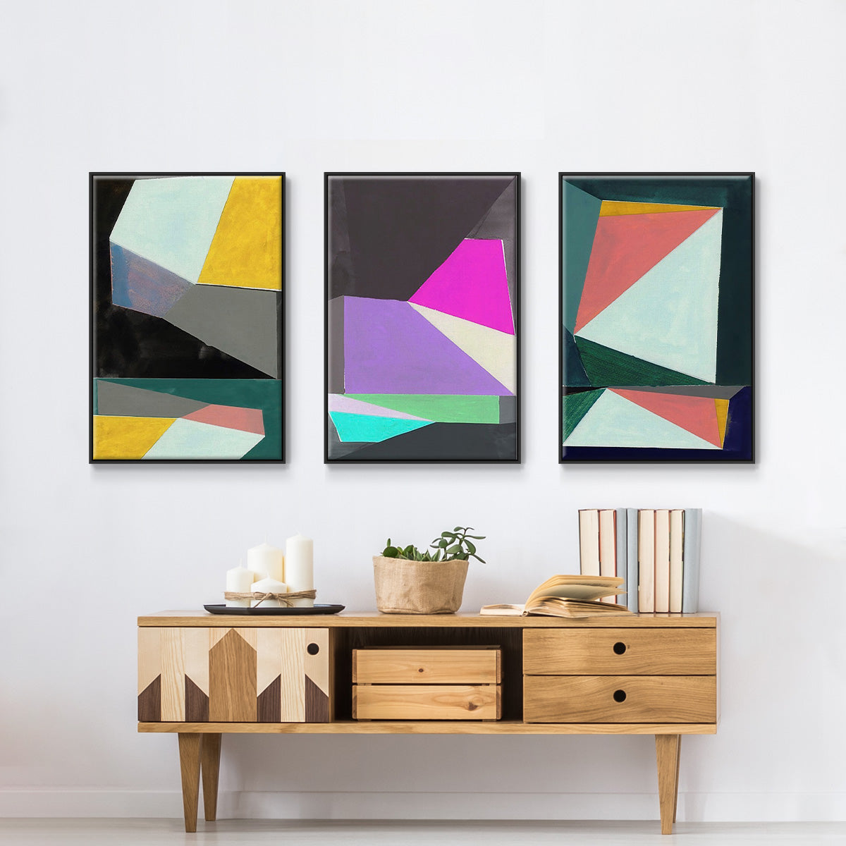 Chop I - Framed Premium Gallery Wrapped Canvas L Frame 3 Piece Set - Ready to Hang