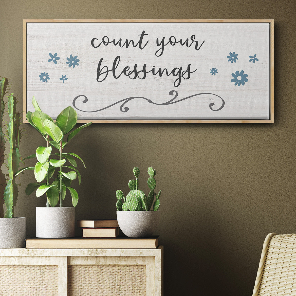 Count Blessings - Floater Framed Canvas Print