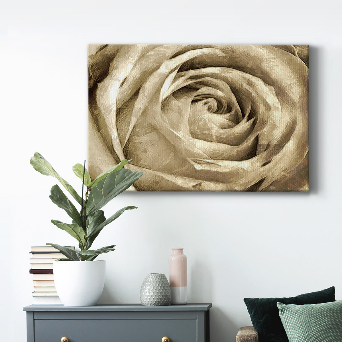 Neutral Wall Flower IV - Canvas Art Print