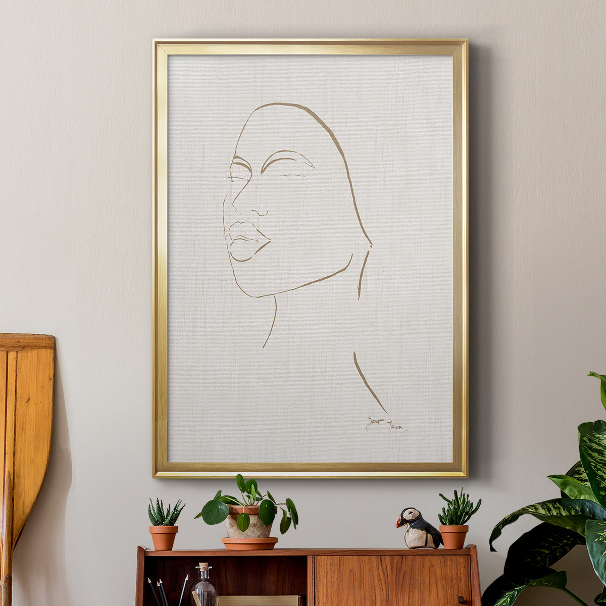 Portrait Sketch II - Modern Framed Canvas Print
