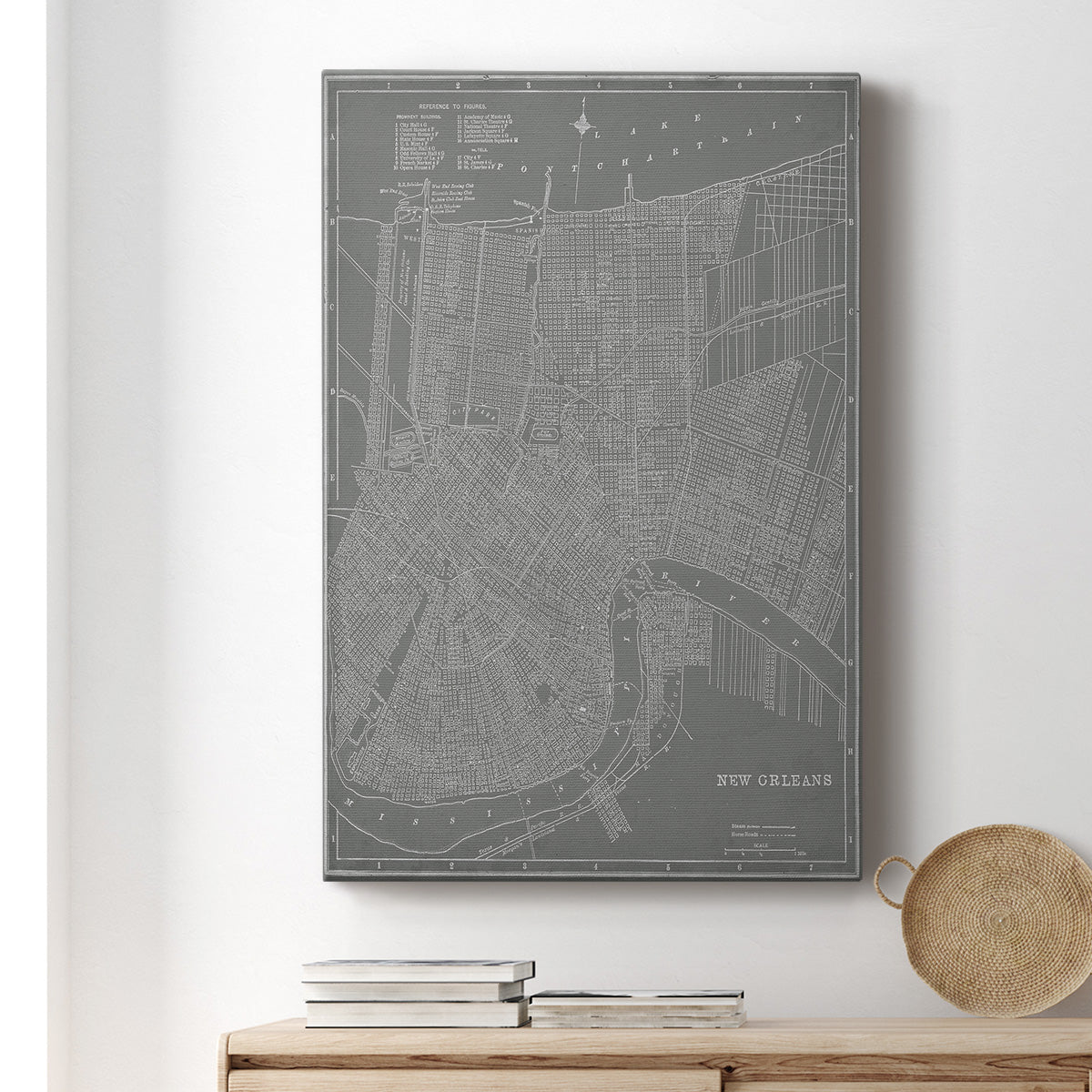 City Map of New Orleans Premium Gallery Wrapped Canvas - Ready to Hang