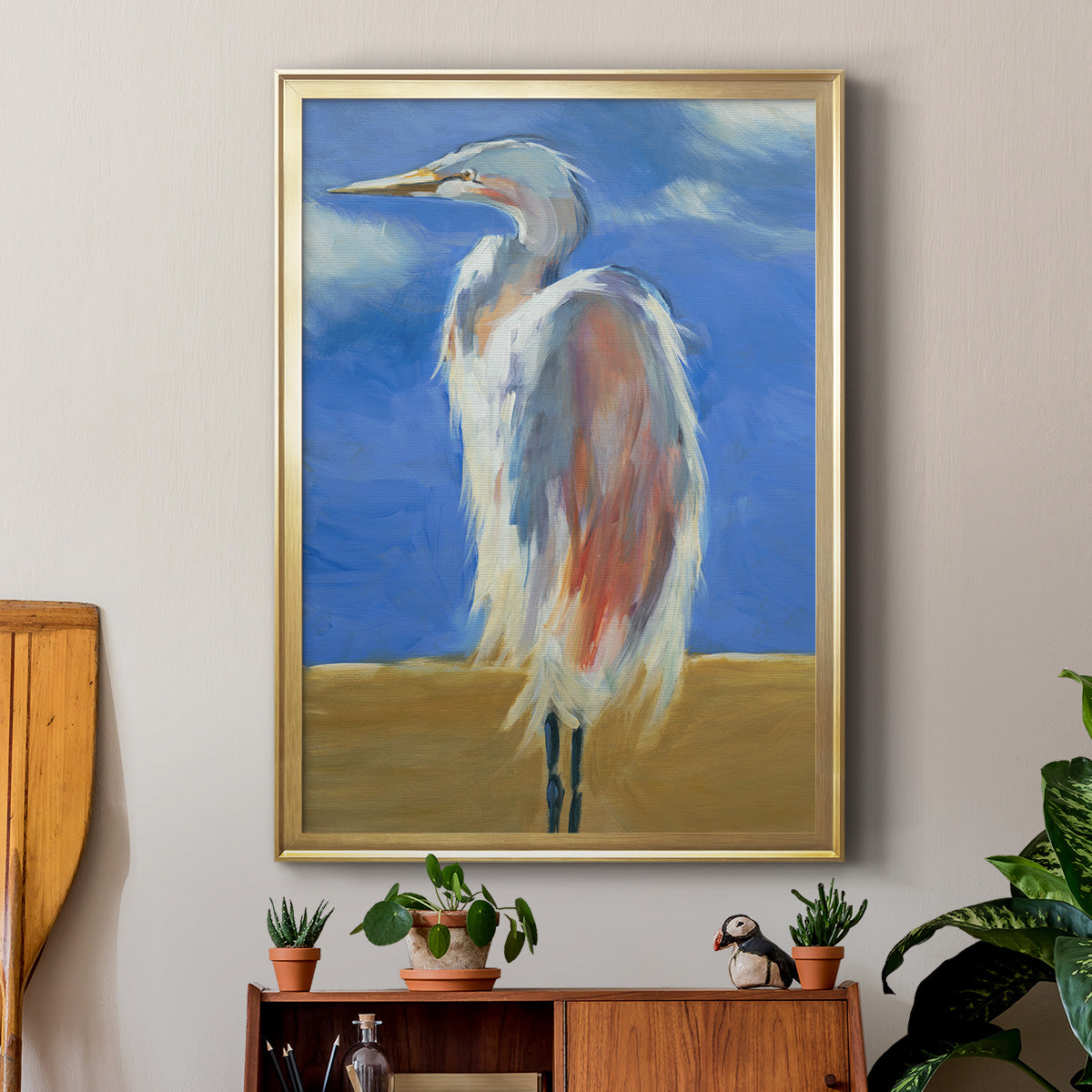 Blue Heron - Modern Framed Canvas Print