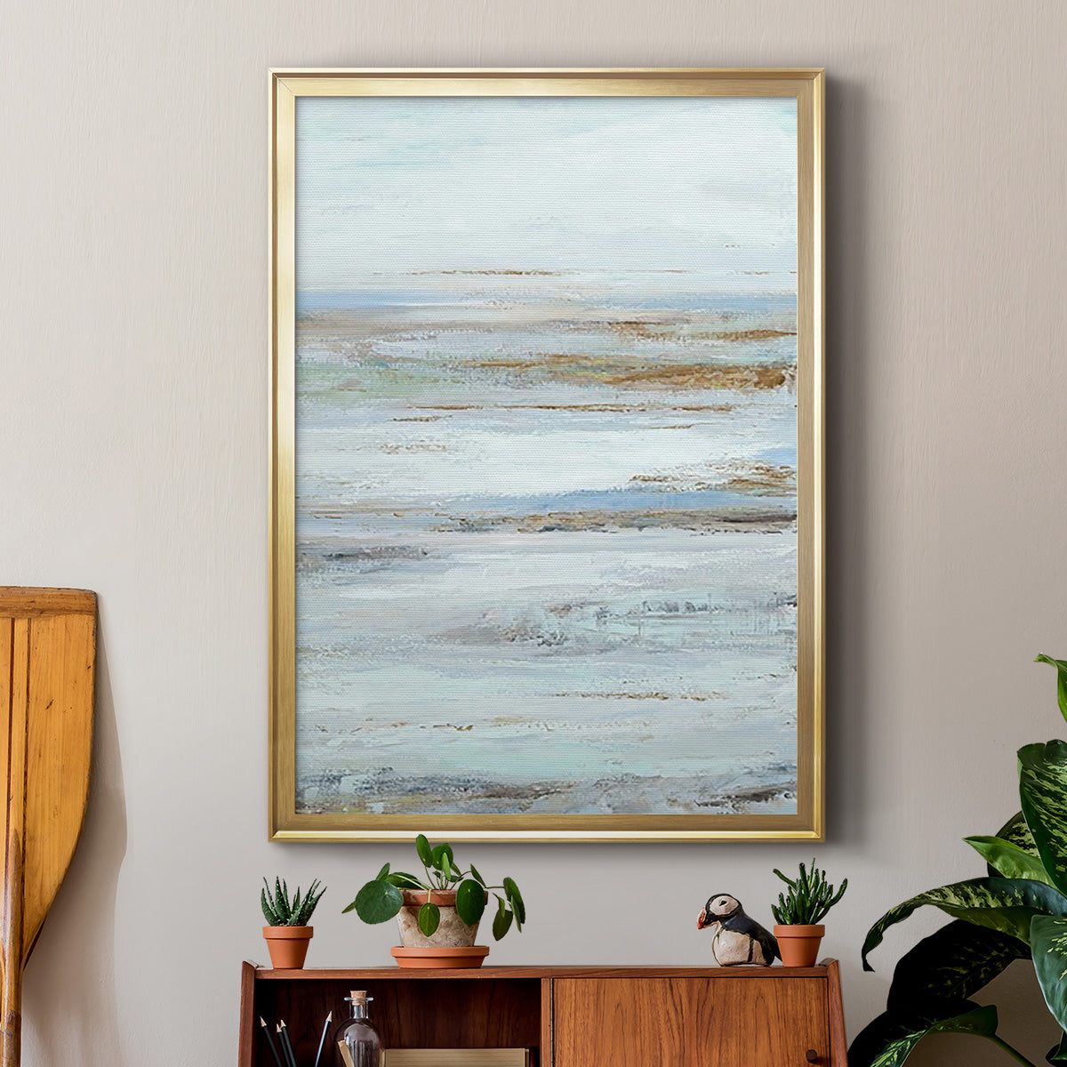 Muted Misty Marsh II - Modern Framed Canvas Print