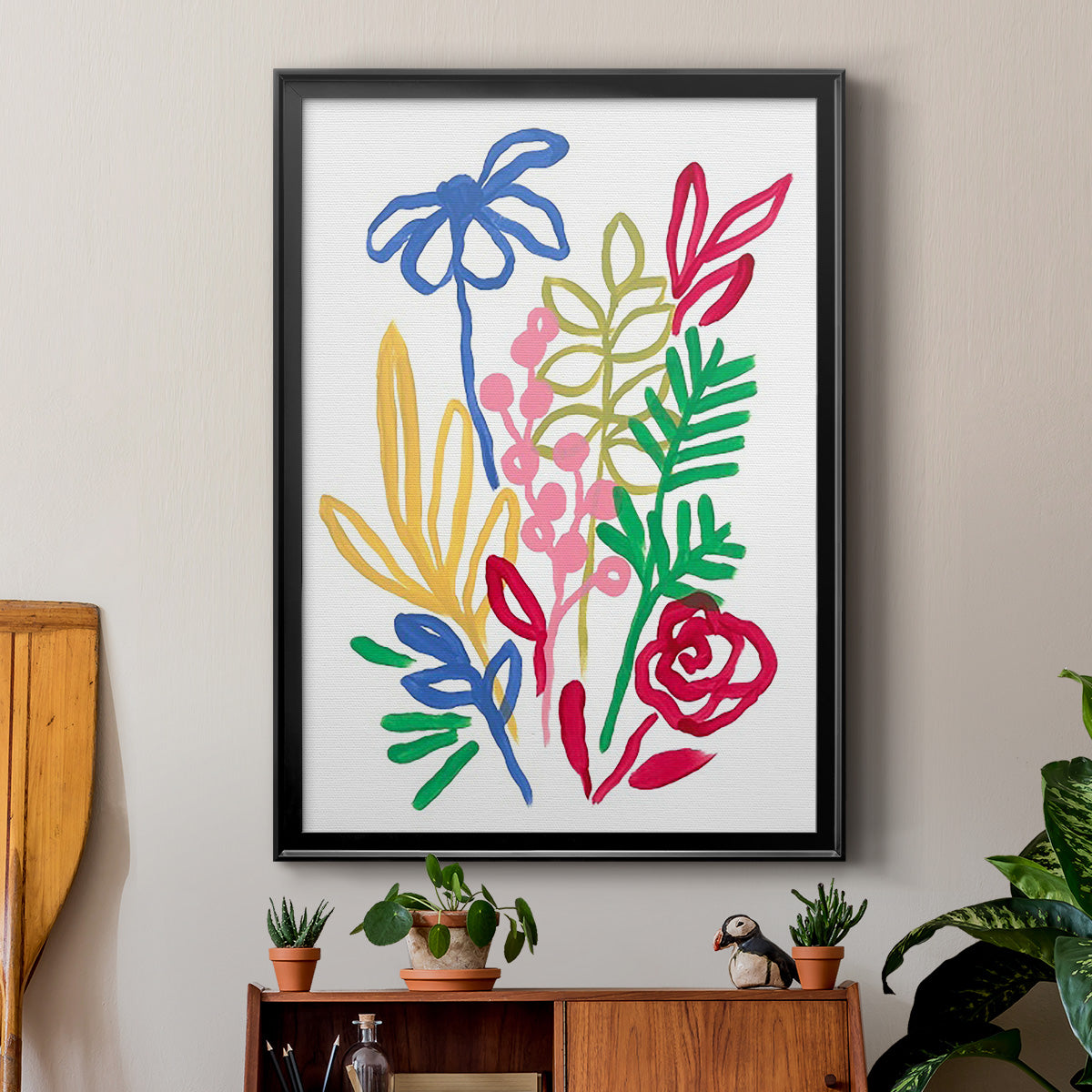 Bold Brushstroke Blooms I - Modern Framed Canvas Print