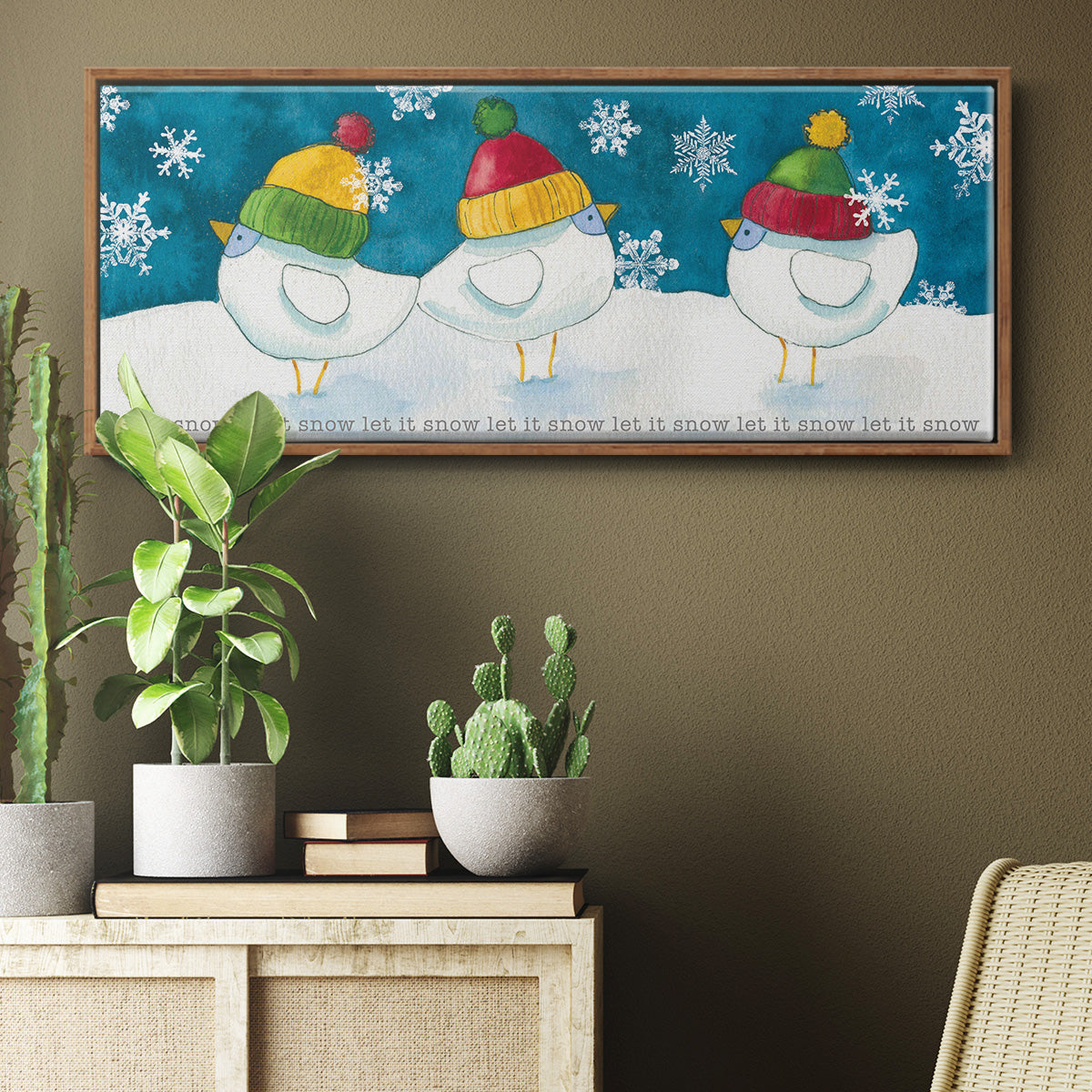 Merry Snowmen - Floater Framed Canvas Print