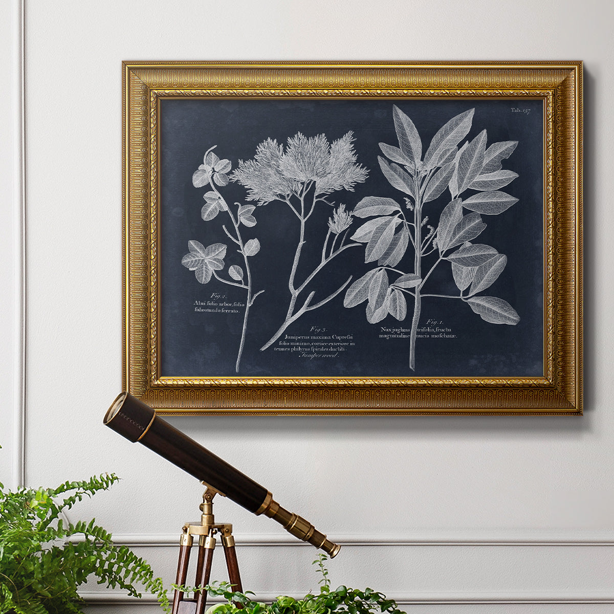 Foliage on Navy VI Premium Framed Canvas- Ready to Hang