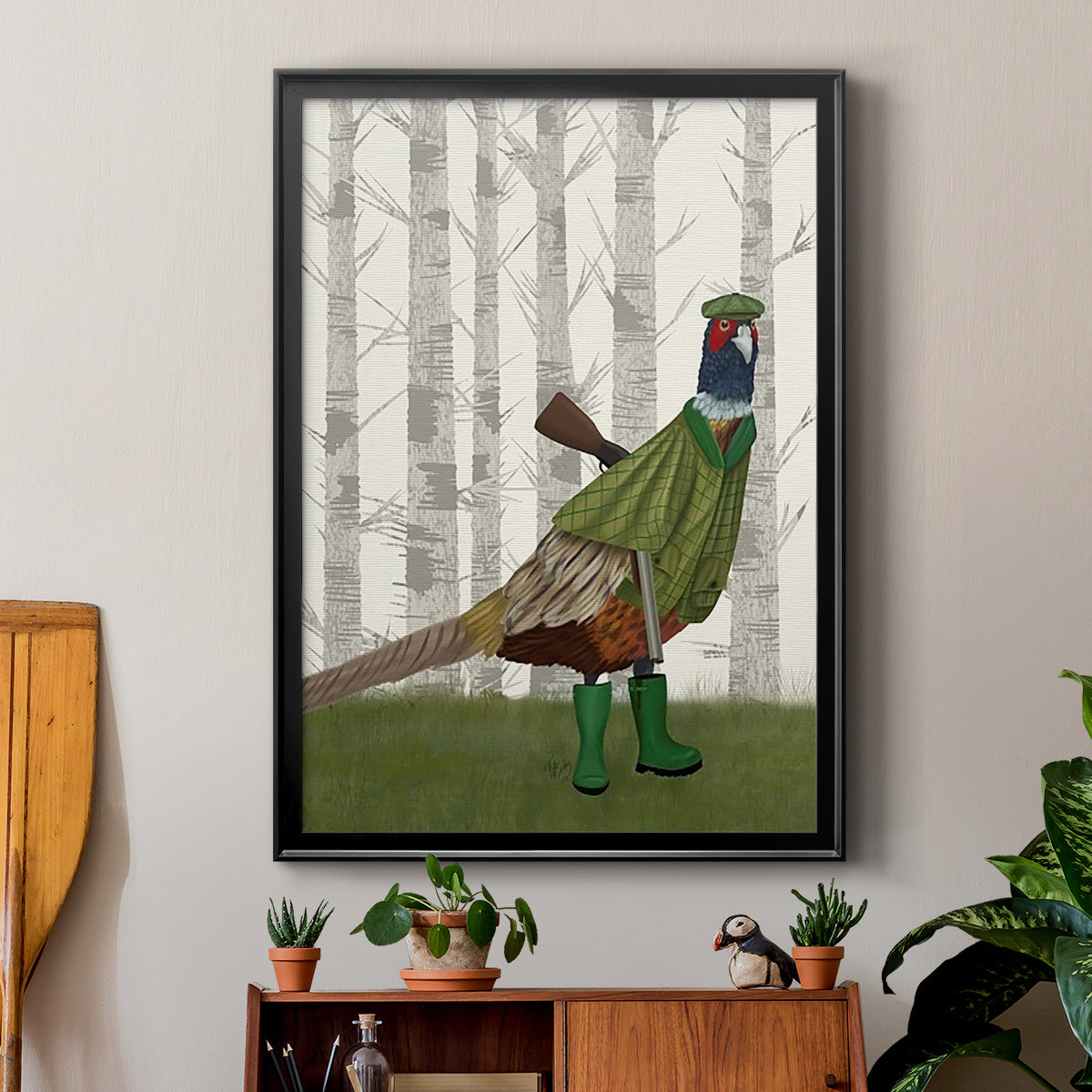 Pheasant Shooting Party 2 - Modern Framed Canvas Print