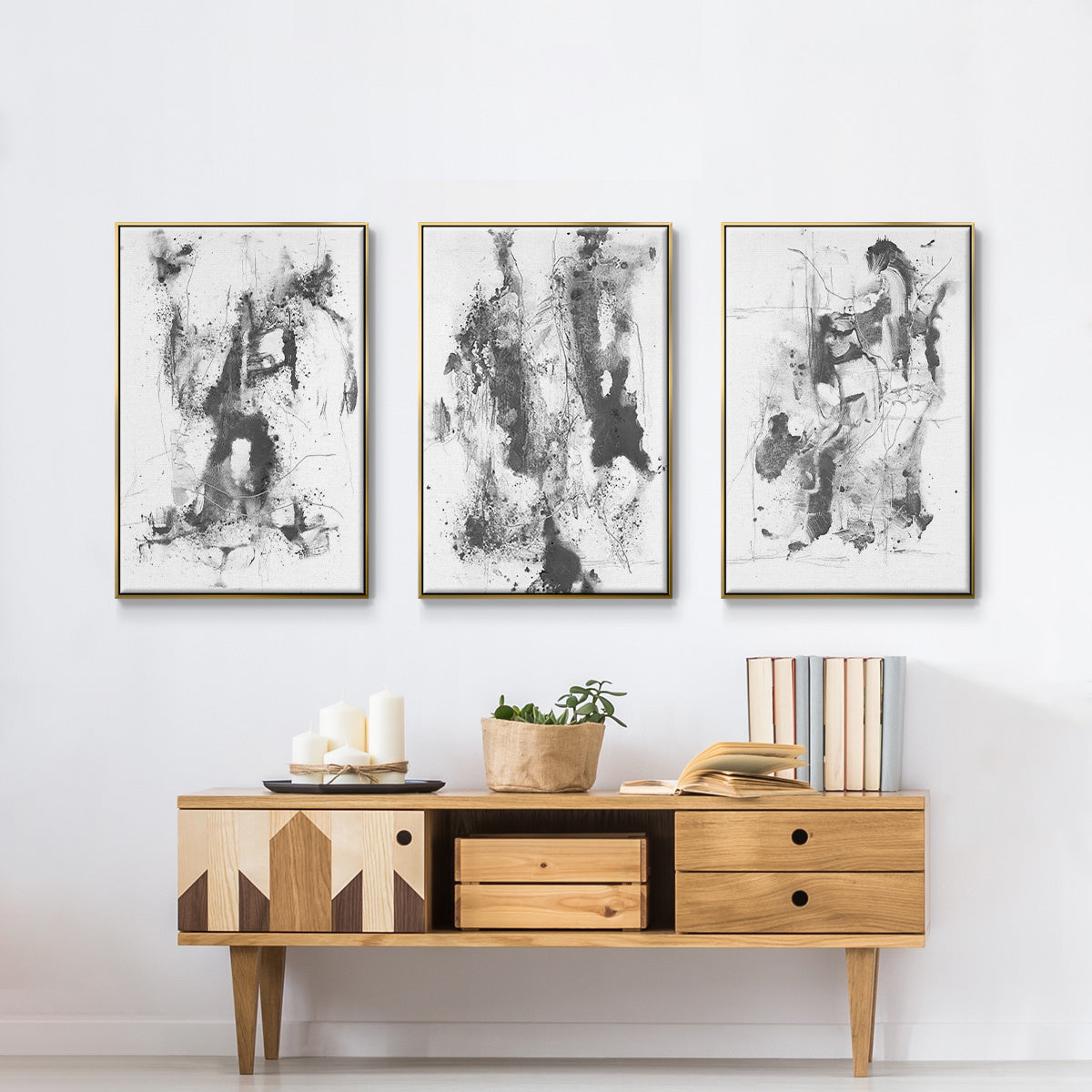 Graphite Abstract I - Floater Framed Canvas Set