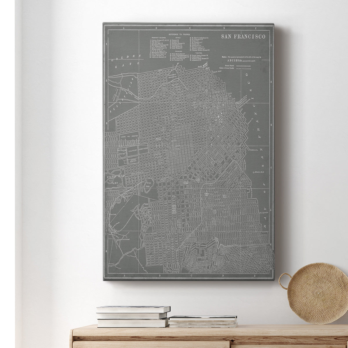 City Map of San Francisco Premium Gallery Wrapped Canvas - Ready to Hang