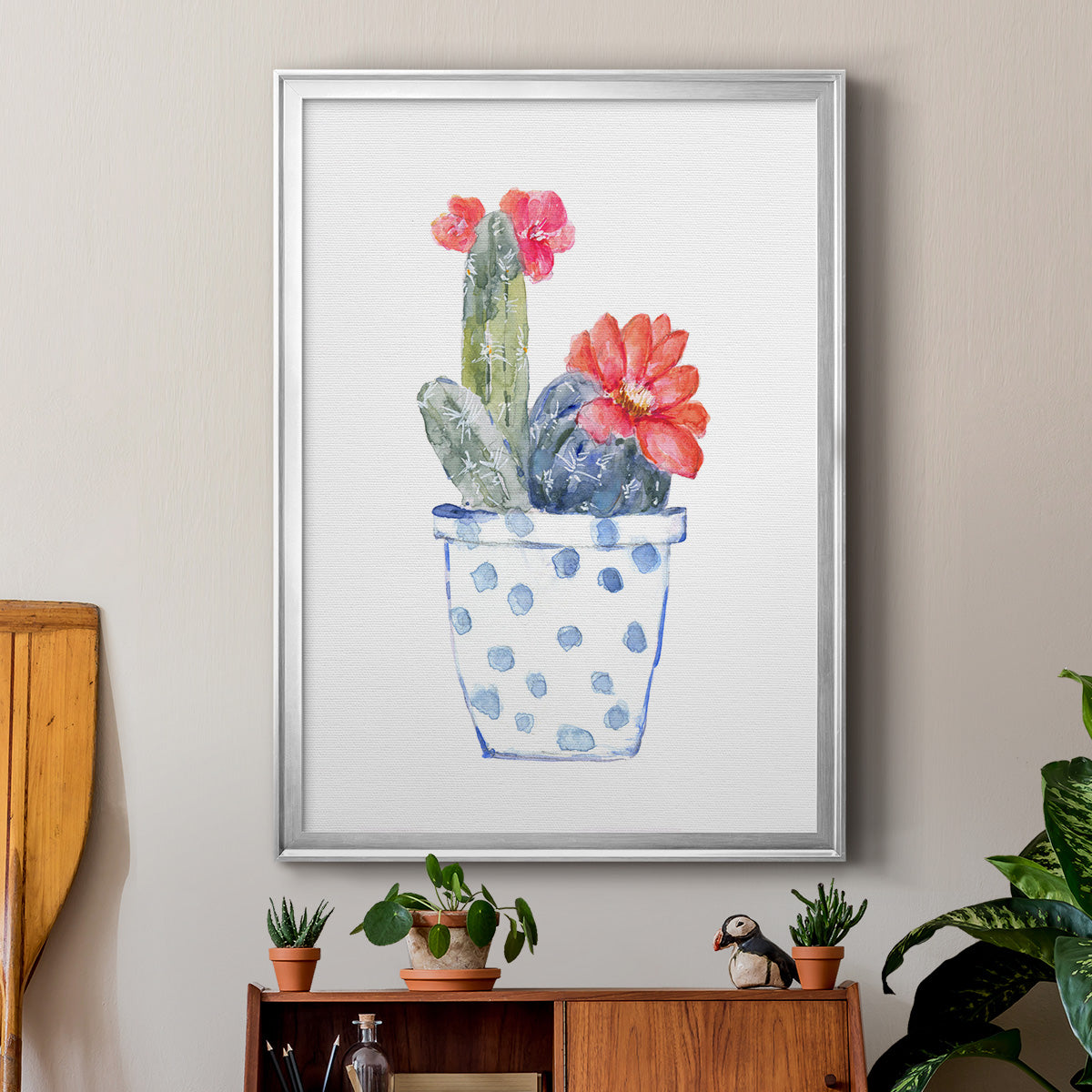 Cactus and Succulent Blooms II - Modern Framed Canvas Print