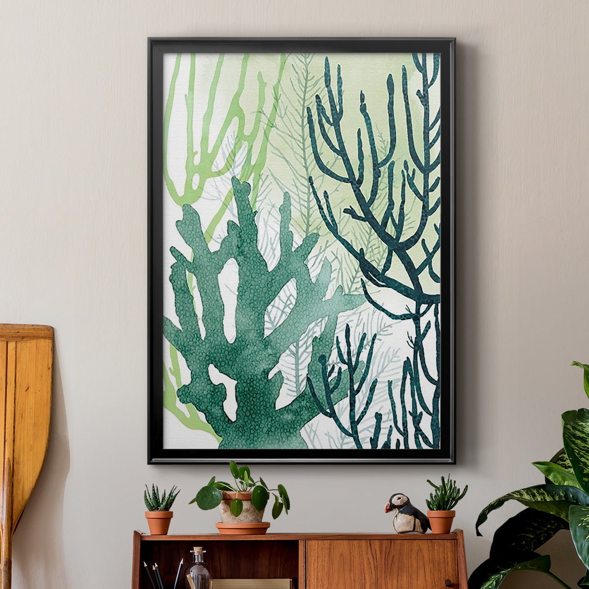 Textured Coral I - Modern Framed Canvas Print
