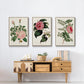 Pink Floral Mix I - Framed Premium Gallery Wrapped Canvas L Frame 3 Piece Set - Ready to Hang