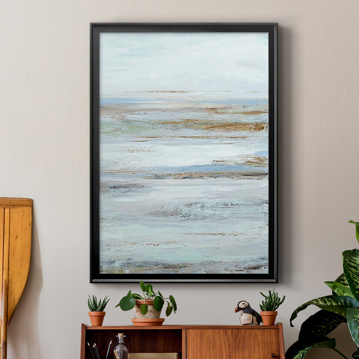 Muted Misty Marsh II - Modern Framed Canvas Print