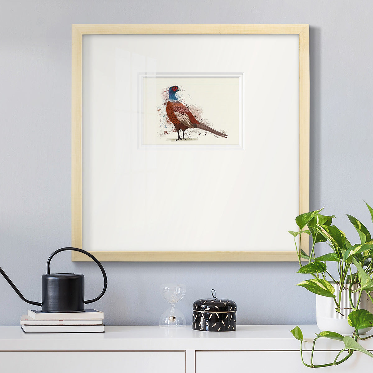 Pheasant Splash 5 Premium Framed Print Double Matboard